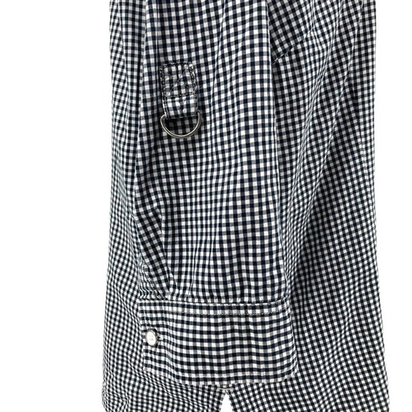 Karen Scott Black and White Gingham 3/4 Sleeve Button Front Collared Top - Picture 3 of 8